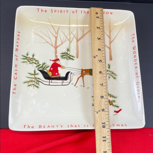 Hallmark Ceramic Christmas Platter Santa Reindeer Square Tray 13” - Picture 5 of 6